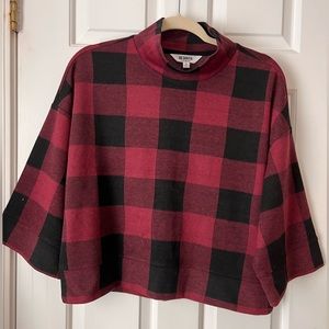 BB Dakota Plaid cropped mock turtle neck shirt